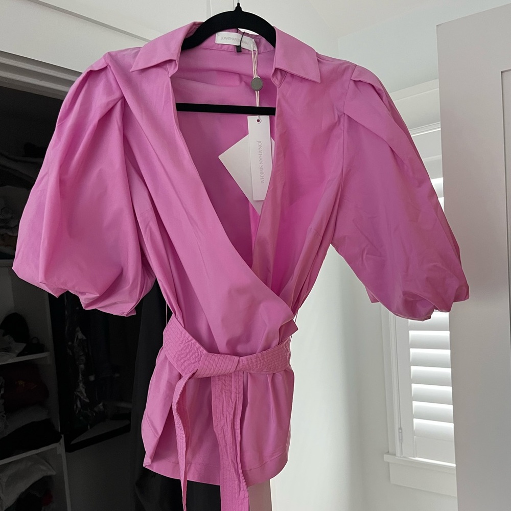 Structured Wrap Tie Shirt Blouse SIMKHAI